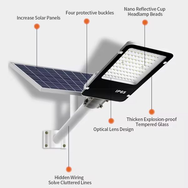 Lampadaire Solaire Exterieur 1000w 500w 300w Powered Integrated Waterproof Lamp Outdoor All in One Solar Street Light with Panel